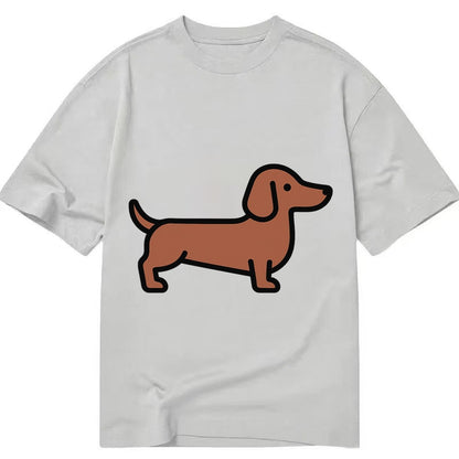 Dachshund Redbrown Smooth Flat Side Profile Classic T-shirt – Grey
