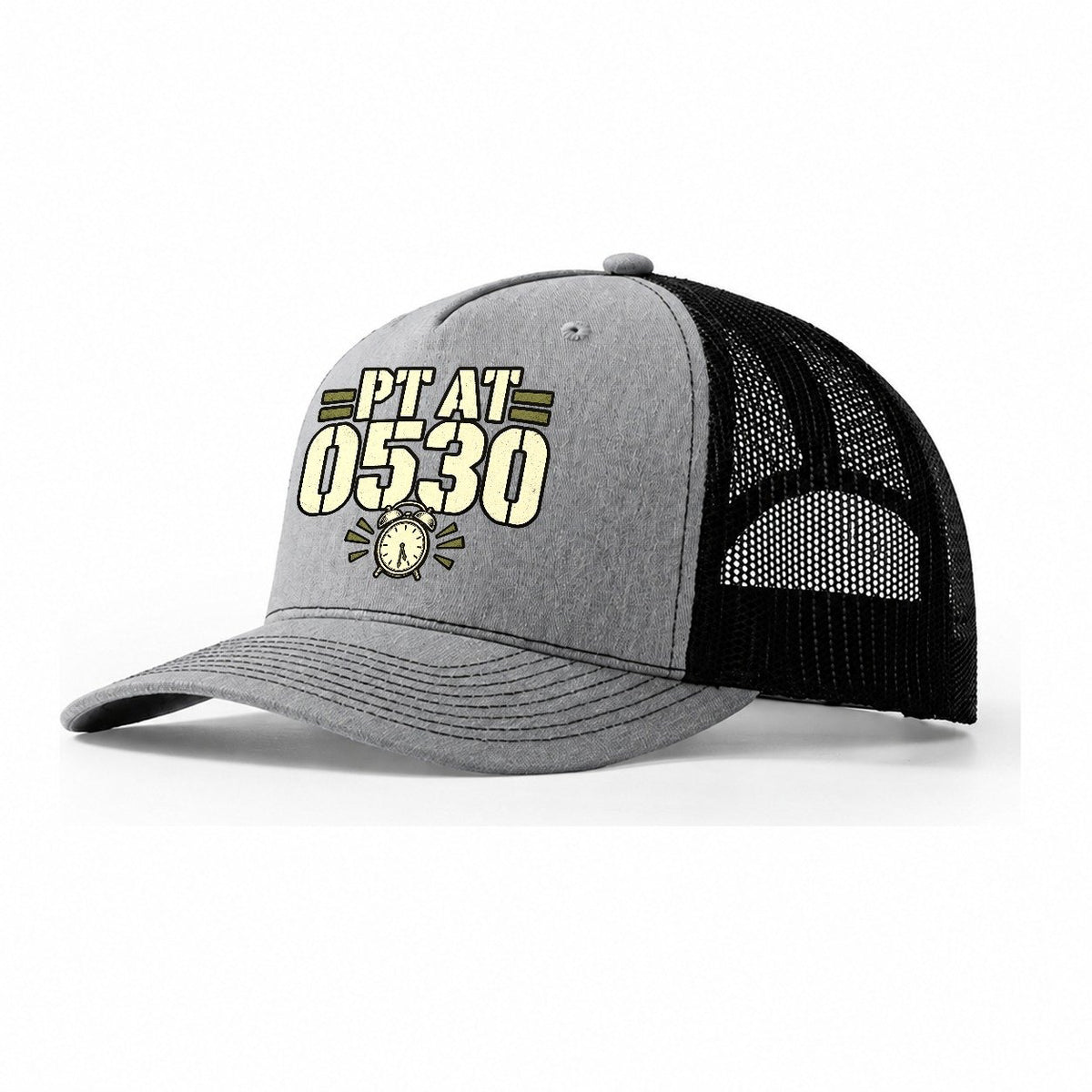 Pt At 0530 Barracks Wit Trucker Hat – Sport Grey Black