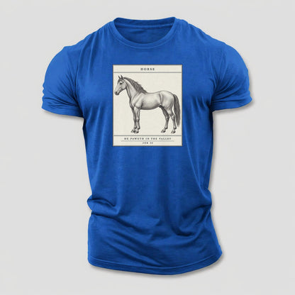 Horse Specimen Plate Creature Canticle Cotton T-Shirt – Royal Blue