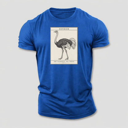 Ostrich Specimen Plate Creature Canticle Cotton T-Shirt – Royal Blue