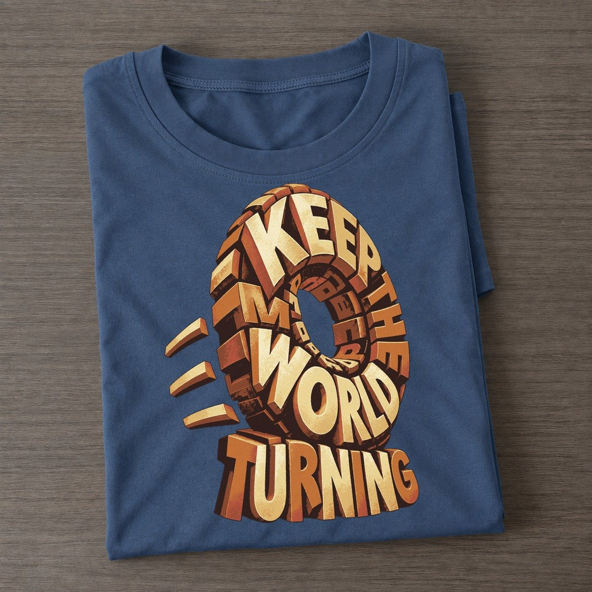 Rolling Wheel Motion Letter Sculpture Classic T-shirt – Twilight Navy
