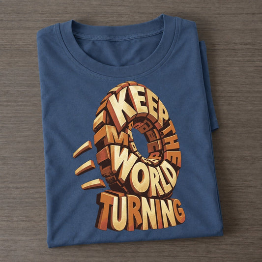 Rolling Wheel Motion Letter Sculpture Classic T-shirt – Twilight Navy