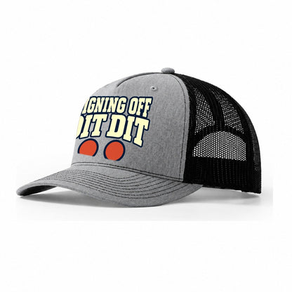 Signing Off Dit Dit Amateur Radio Trucker Hat – Sport Grey Black