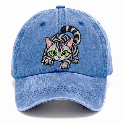 Silver Tabby Stalking Peeking Cats Classic Cap – Summer Sky