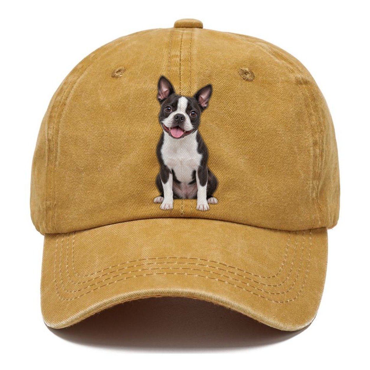 Boston Terrier Sitting Top Breeds Classic Cap – Golden Harvest