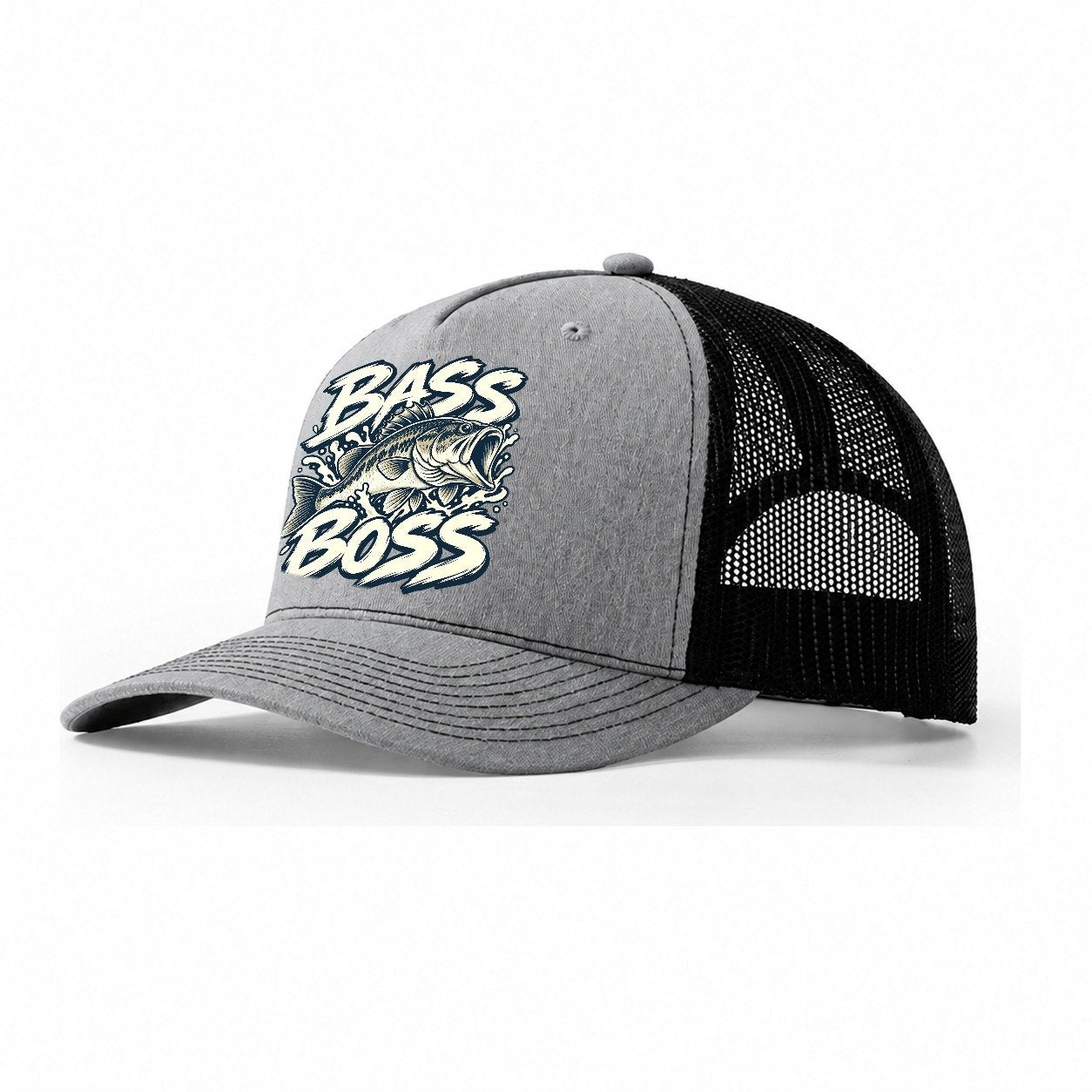 Bass Boss Fishing Elegant Trucker Hat – Sport Grey Black