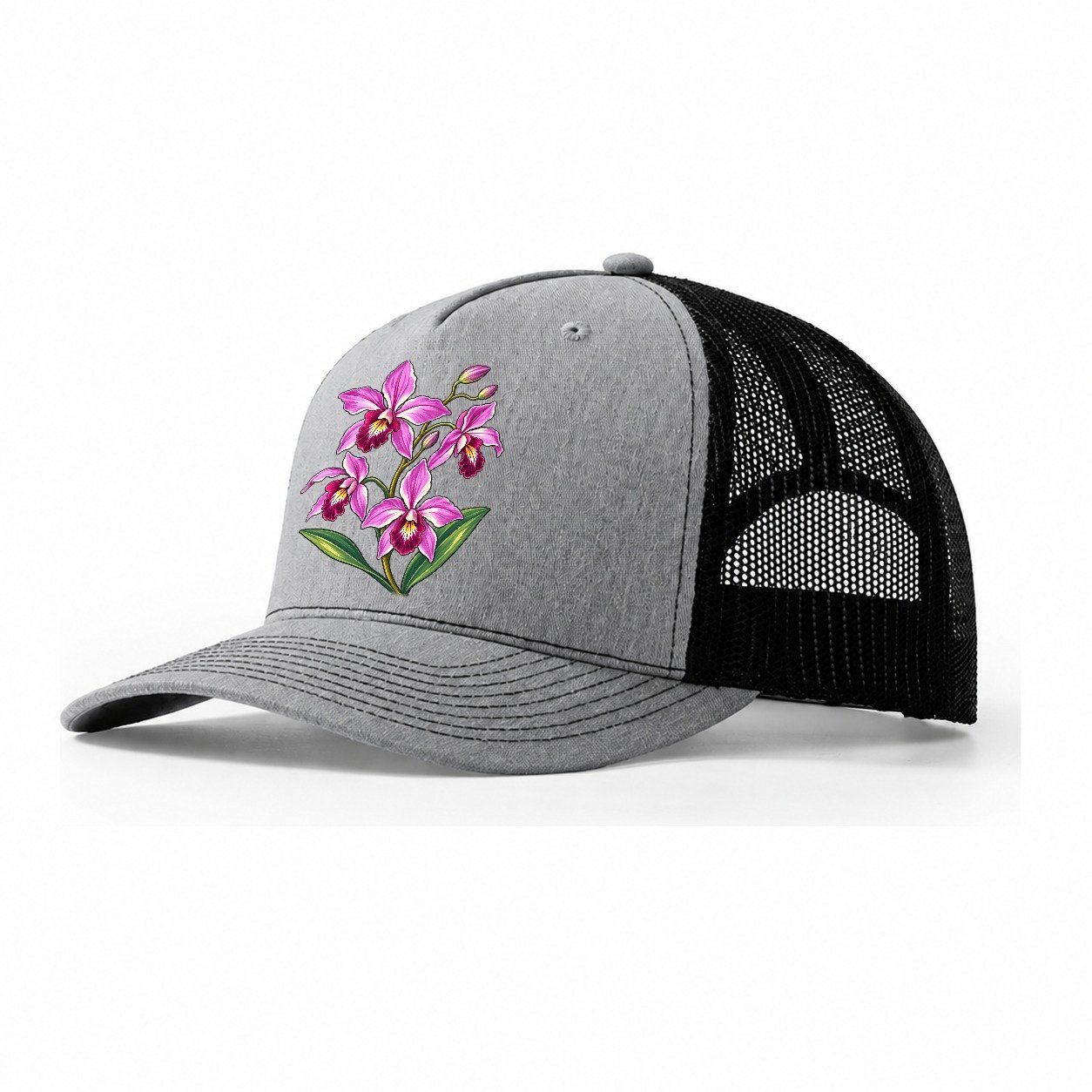 Queensland Cooktown Orchid Australia Cultural Icons Trucker Hat – Sport Grey Black