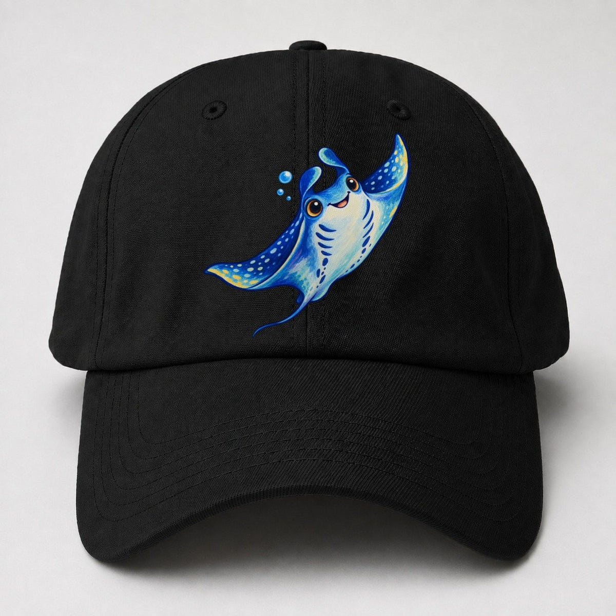 Manta Ray Upward Glide Sea Sprite Baseball Cap – Black