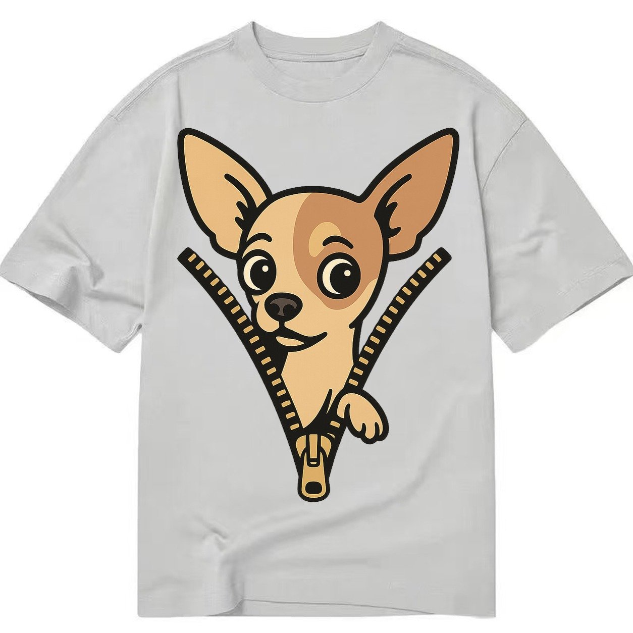 Chihuahua Apple Head Large Pointed Ears Big Round Eyes Tiny Classic T-shirt – Grey