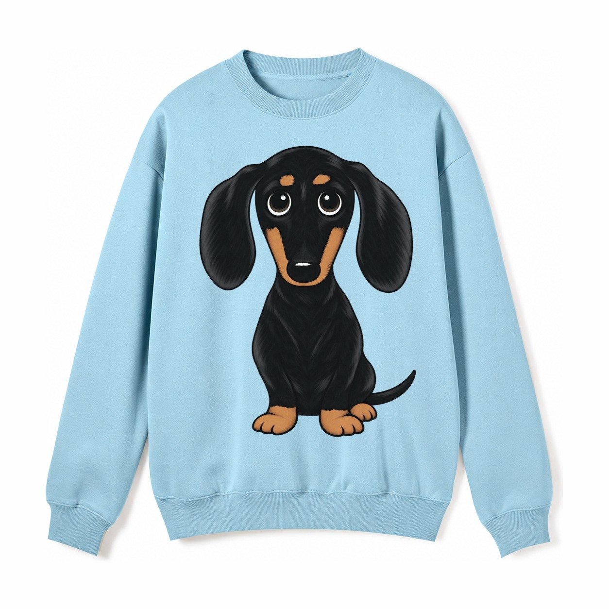 Vintage Style Dachshund Print Fleece Sweatshirt – Light Blue