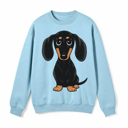 Vintage Style Dachshund Print Fleece Sweatshirt – Light Blue