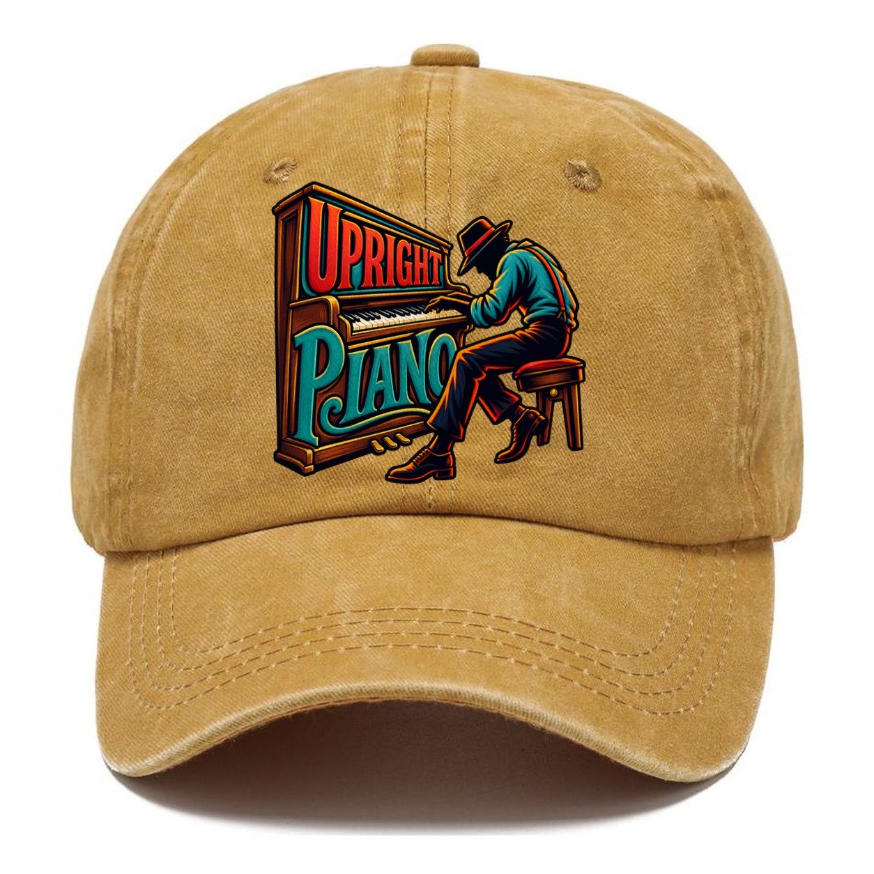 Upright Piano Wordmark Music Instruments Classic Cap – Golden Harvest