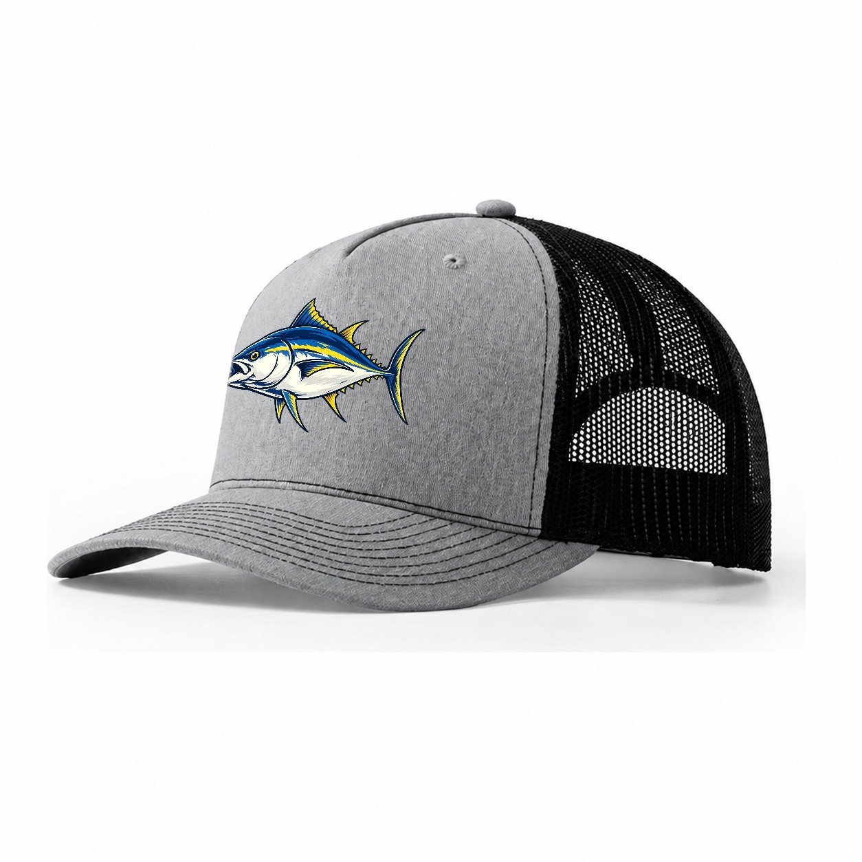 Tuna Silhouette Fishing Elegant Trucker Hat – Sport Grey Black