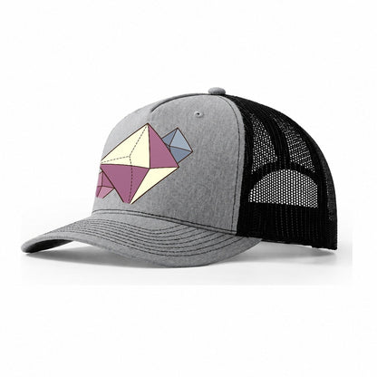 Fluorite Crystal Geometry Rocks And Minerals Trucker Hat – Sport Grey Black