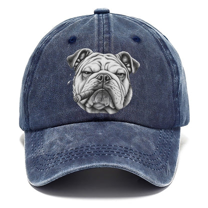 Bulldog A Lit Cigar Smoking Dogs Smoking Dogs Portraits Classic Cap – Twilight Navy
