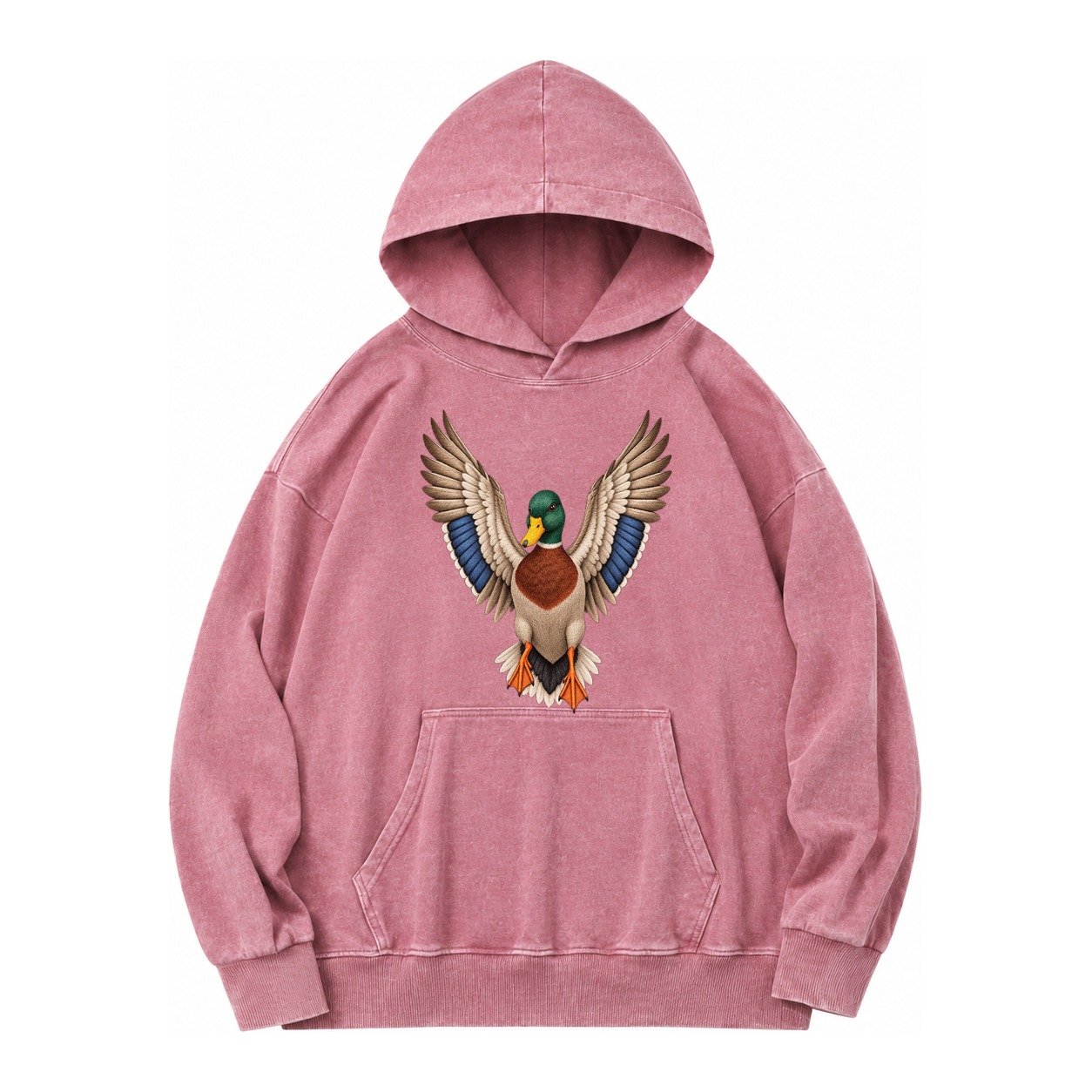 Mallard Majesty Vintage Washed Hoodie – Dusty Rose
