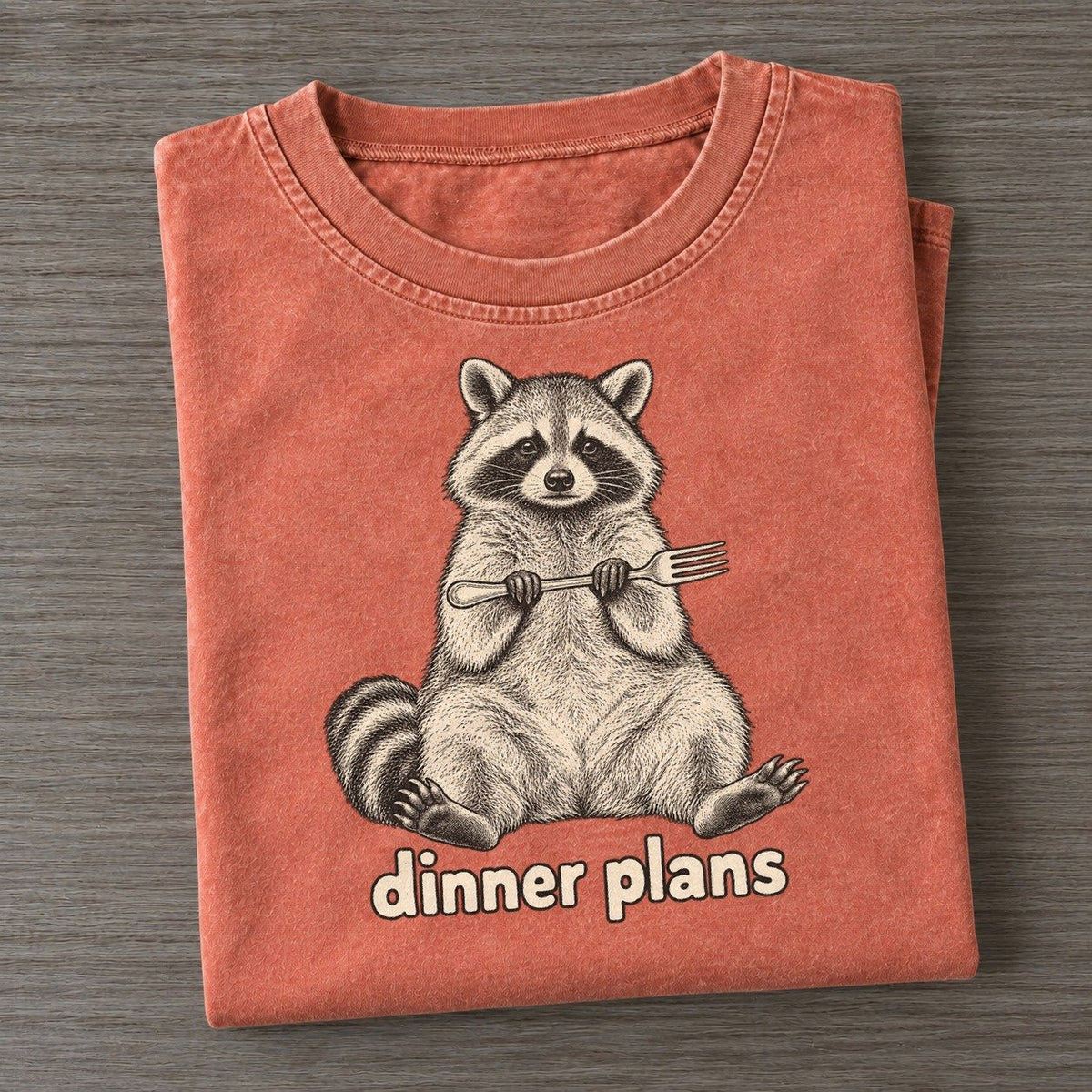 Raccoon Dinner Plans Unbothered Creatures Vintage T-shirt – Terracotta