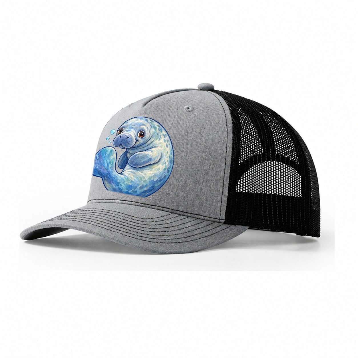 Manatee Curled Drift Sea Sprite Trucker Hat – Sport Grey Black