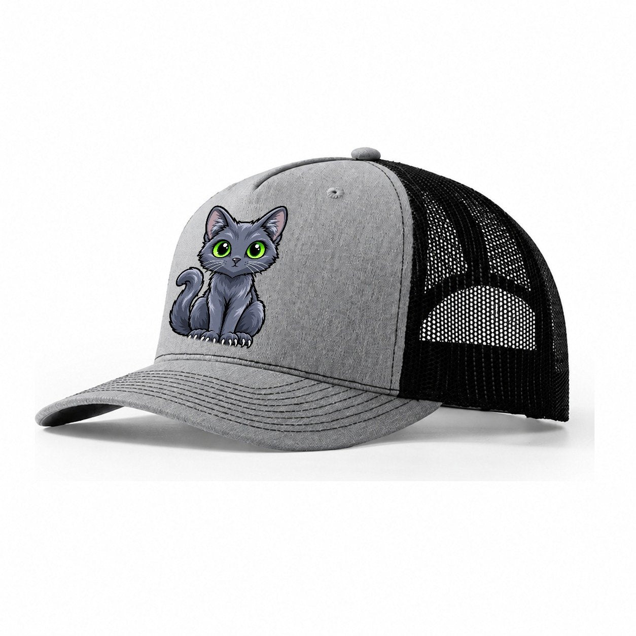 Korat Sitting Peeking Cats Trucker Hat – Sport Grey Black