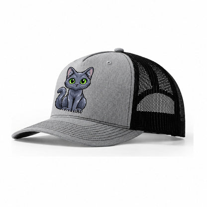 Korat Sitting Peeking Cats Trucker Hat – Sport Grey Black