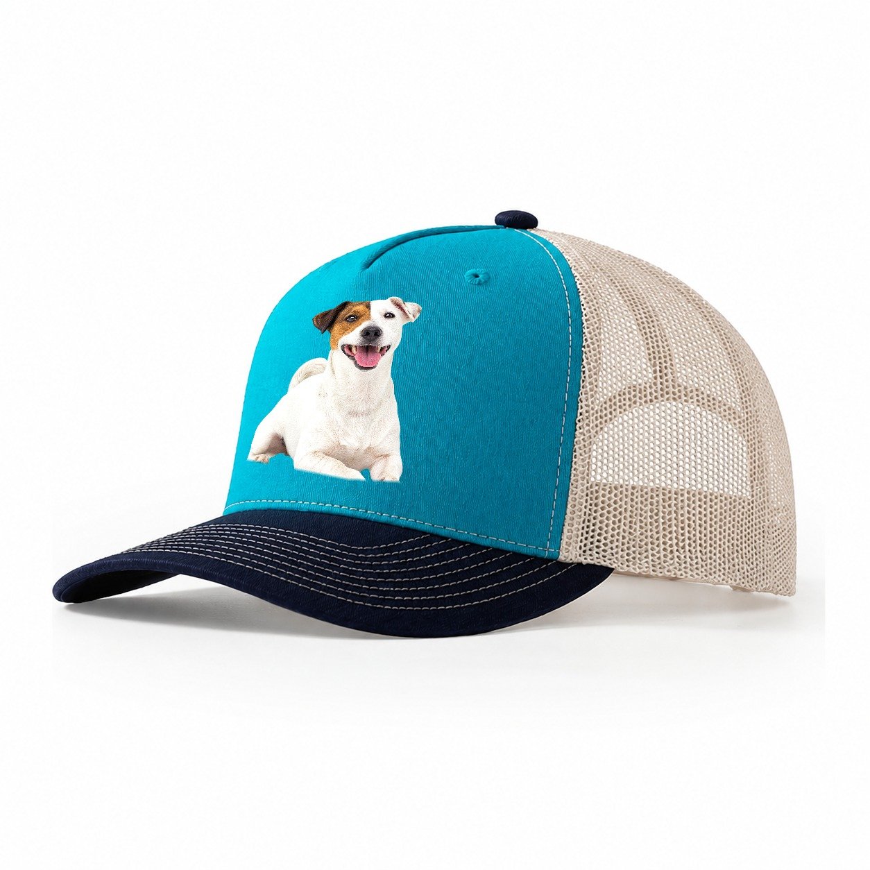 Jack Russell Terrier Dog Trucker Hat – Teal-Navy