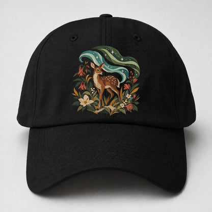 Deer Aurora Shelter Gentle Wild Baseball Cap – Black