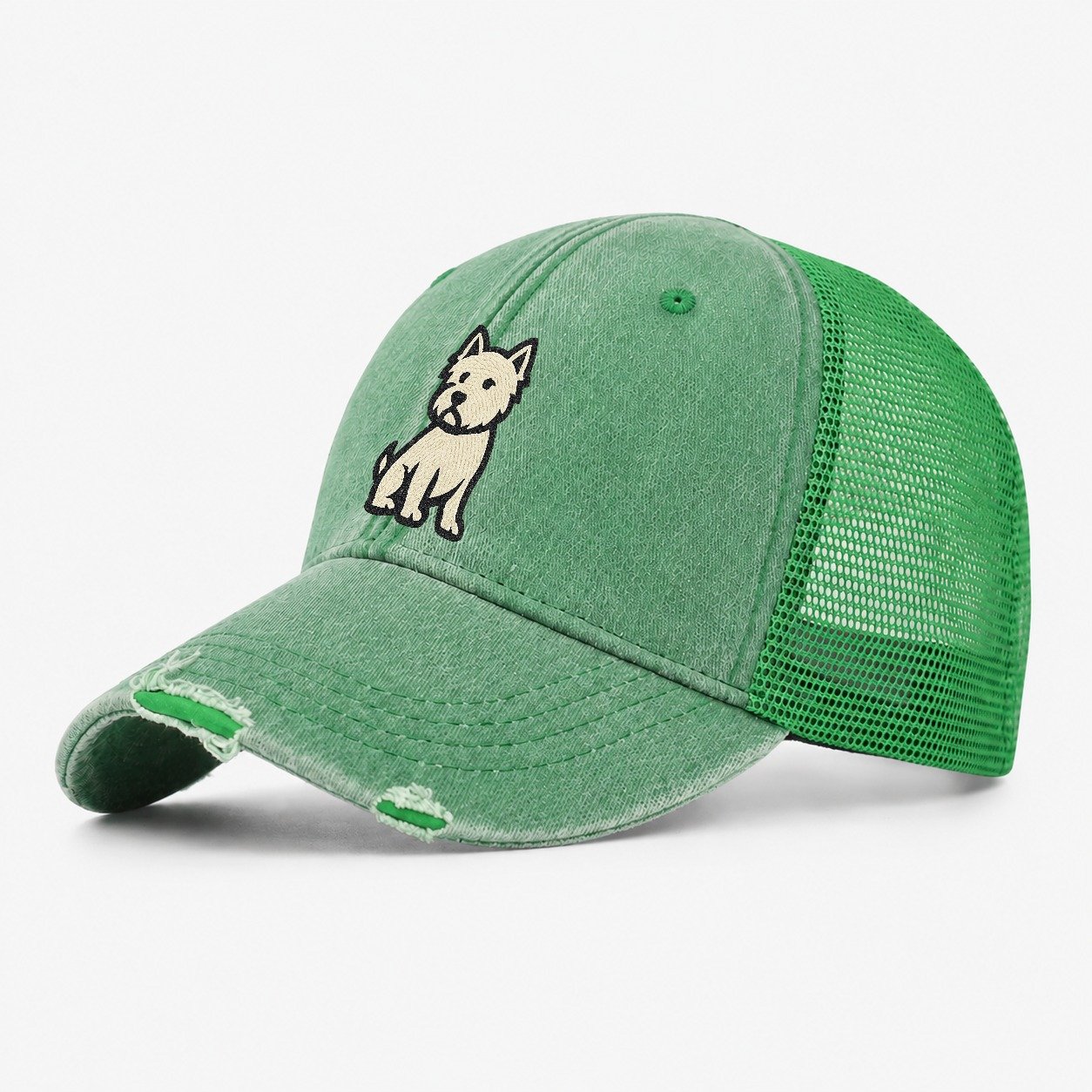 West Highland White Terrier Washed Trucker Hat – Ink Green