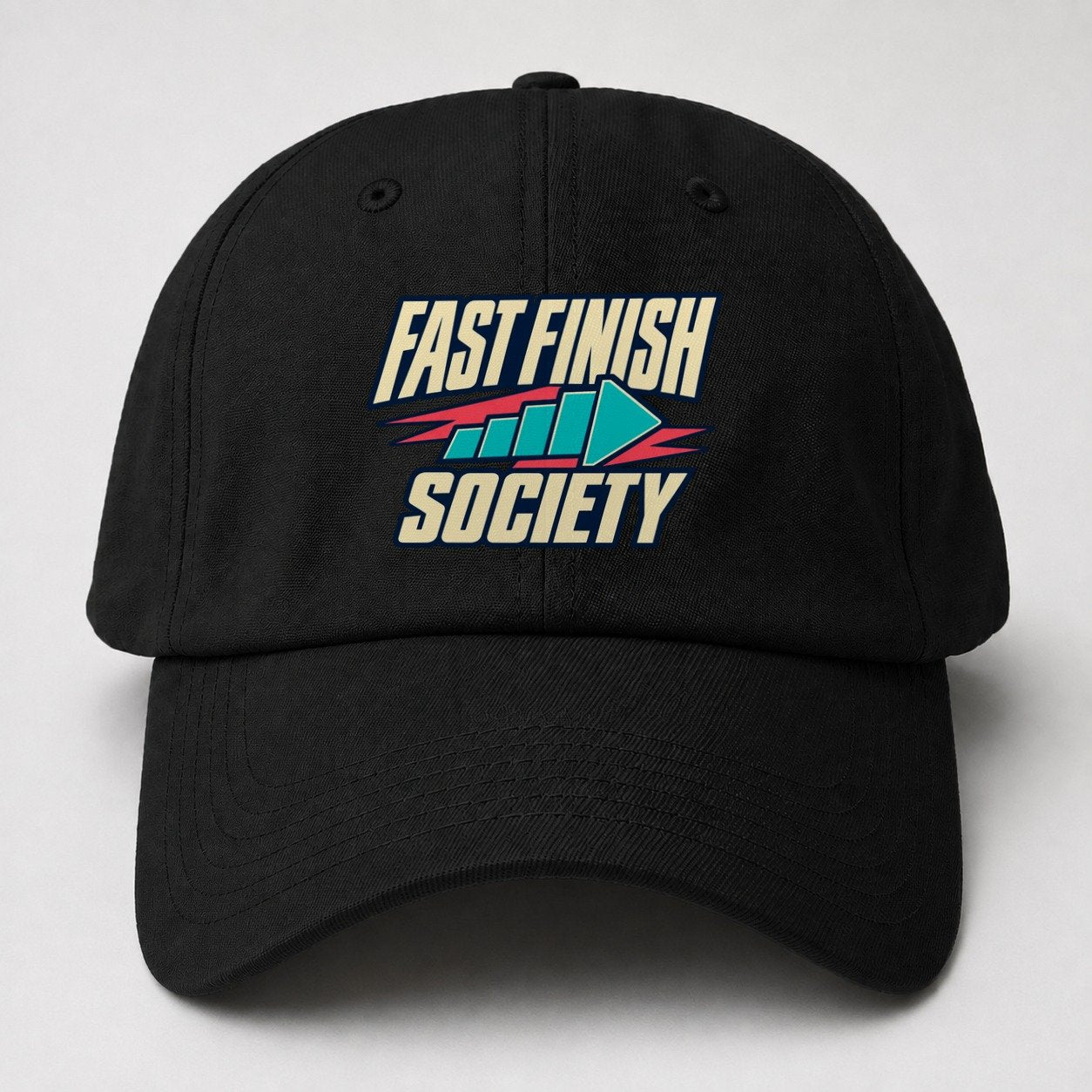 Fast Finish Society 90S Running Clubs Baseball Cap – Black