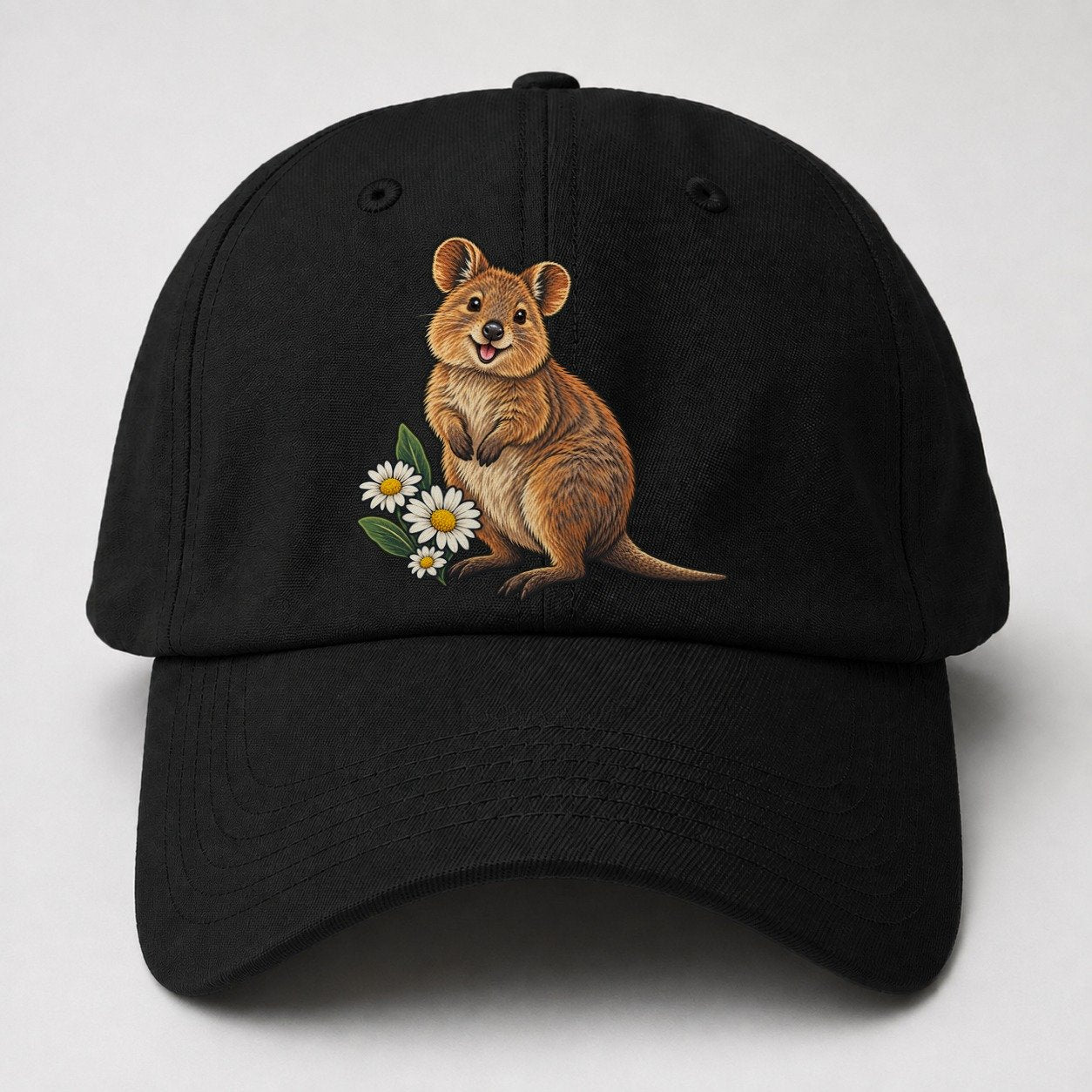 Quokka And Coastal Daisy Australia Cultural Icons Baseball Cap – Black