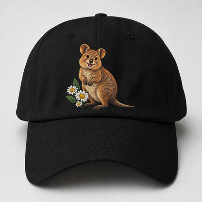 Quokka And Coastal Daisy Australia Cultural Icons Baseball Cap – Black