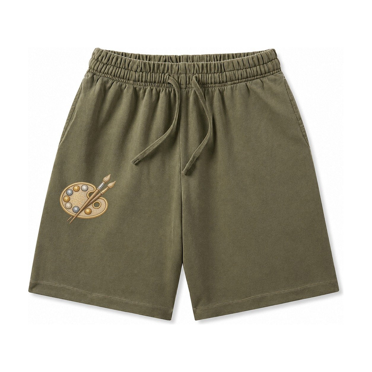 Artist Palette Washed Shorts – Army Green