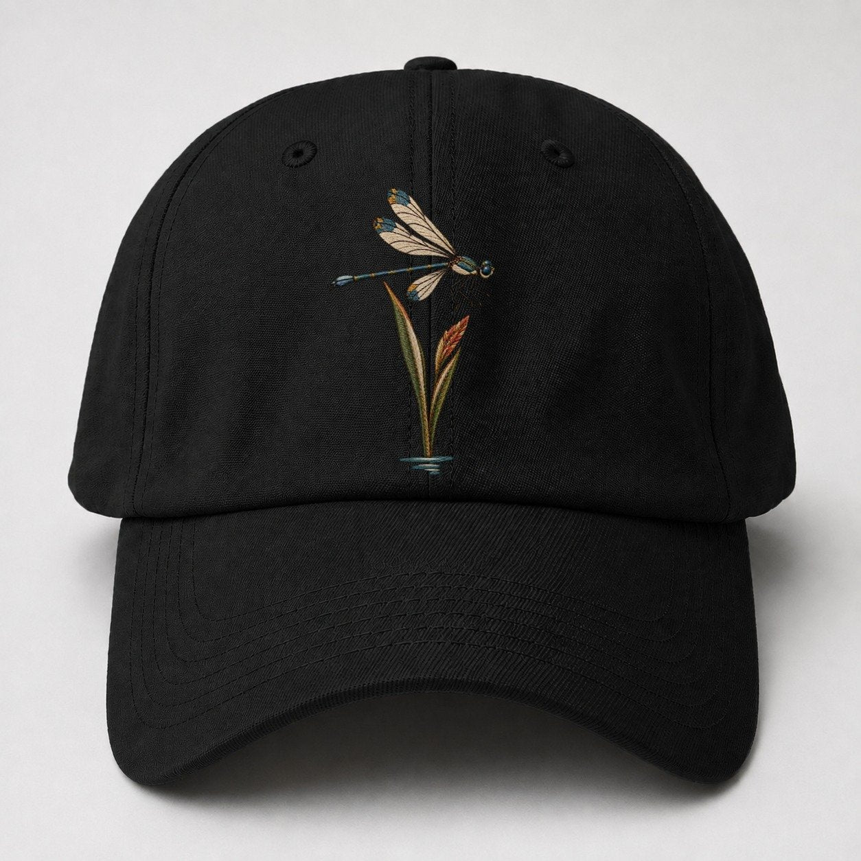 Damselfly Reed Reflection Gentle Wild Baseball Cap – Black