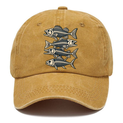 Fish Skeleton Minimal Fishing Elegant Classic Cap – Golden Harvest