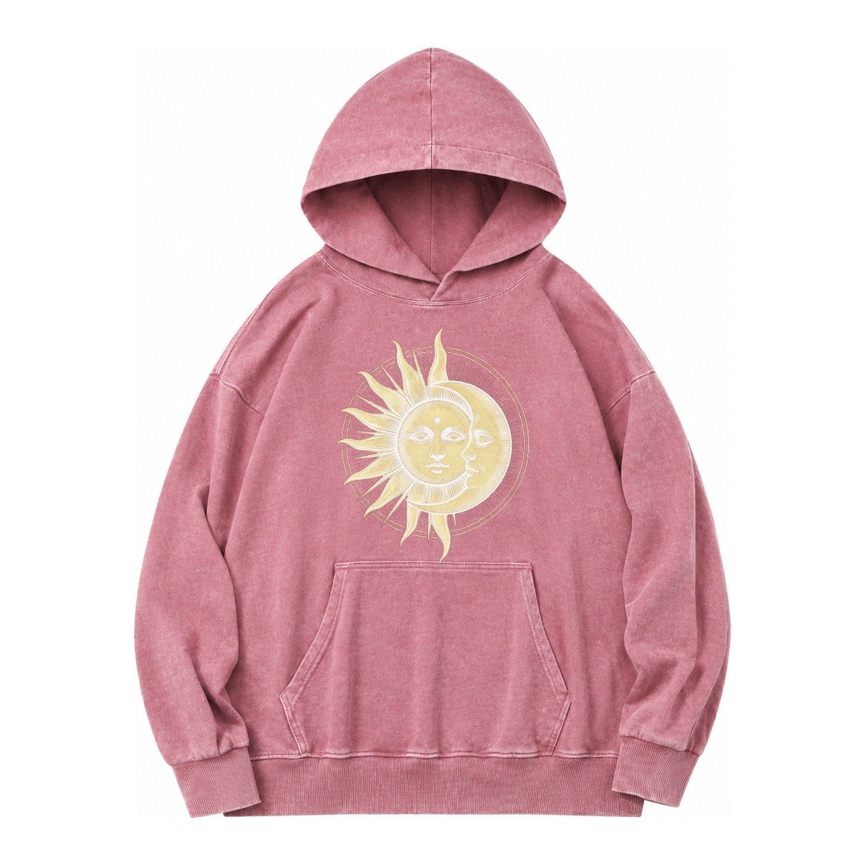 Celestial Harmony Vintage Washed Hoodie – Dusty Rose