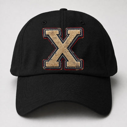Varsity Chenille X Monogram Baseball Cap – Black