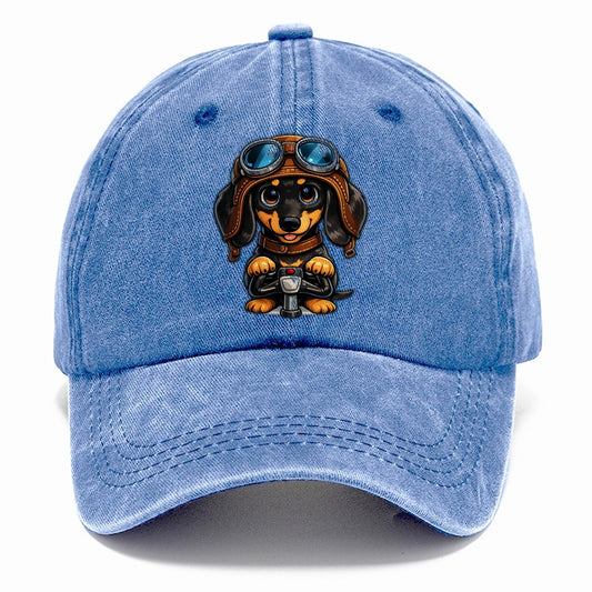 Dachshund Pilot Flying High Classic Cap – Summer Sky