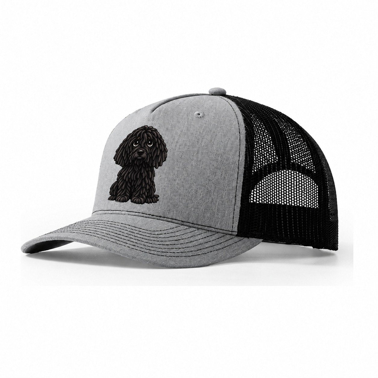Puli Sitting Sweetheart Trucker Hat – Sport Grey Black