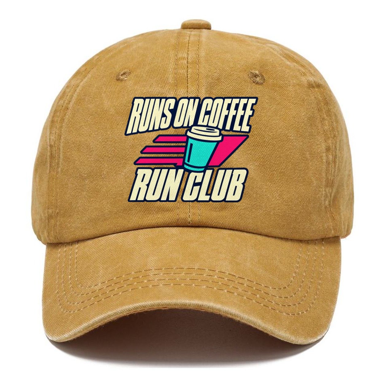 Runs On Coffee Run Club 90S Running Clubs Classic Cap – Golden Harvest