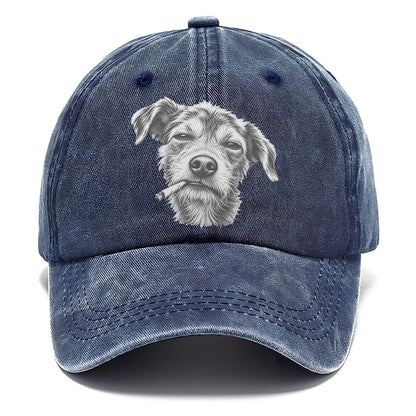 Mixed Breed Mutt A Loosely Hand Rolled Cigarette Smoking Dogs Smoking Dogs Portraits Classic Cap – Twilight Navy
