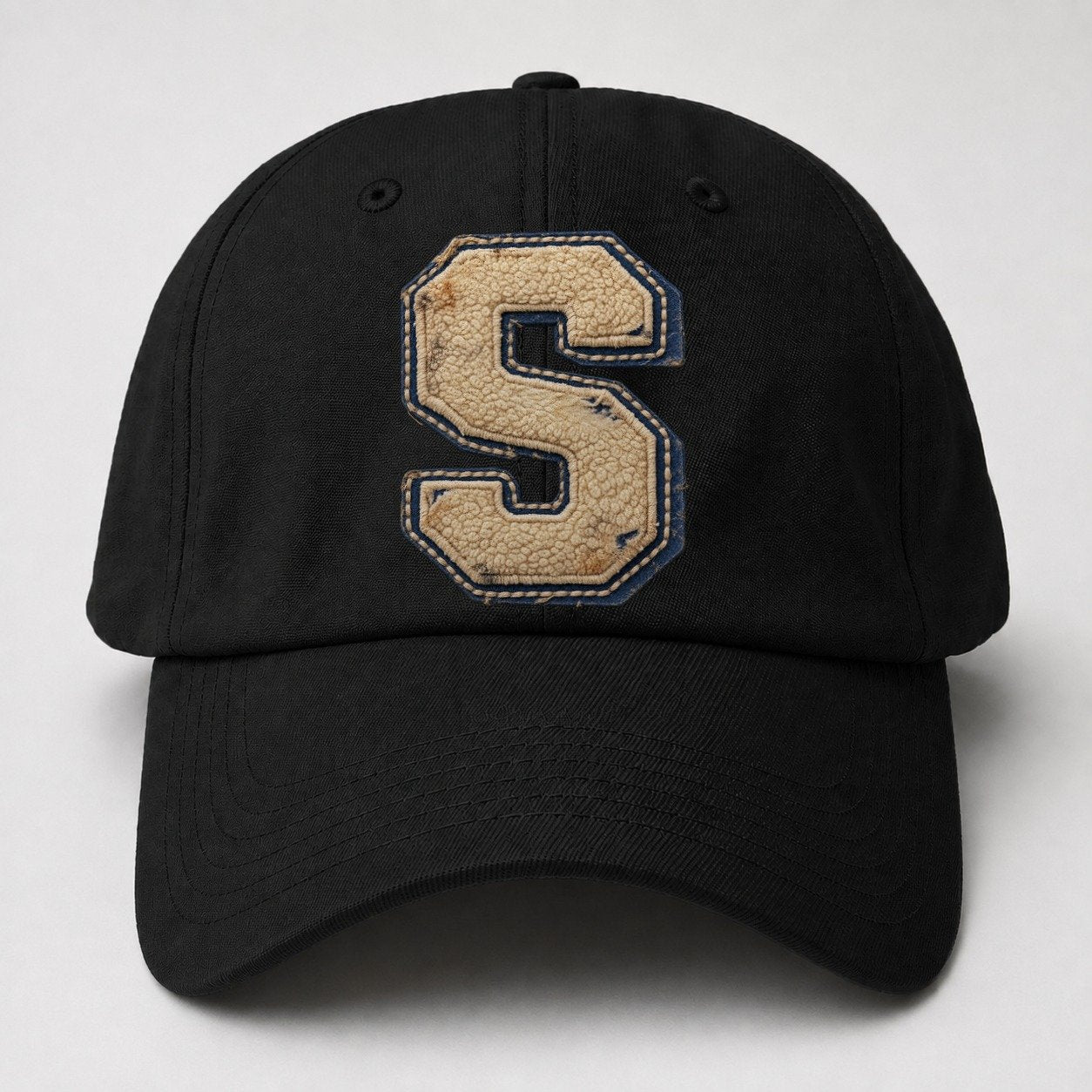 Varsity Chenille S Monogram Baseball Cap – Black