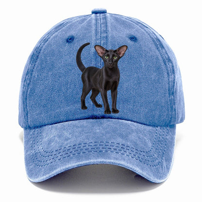 Oriental Shorthair Standing Three Quarter Realistic Cat Portrait Classic Cap – Summer Sky