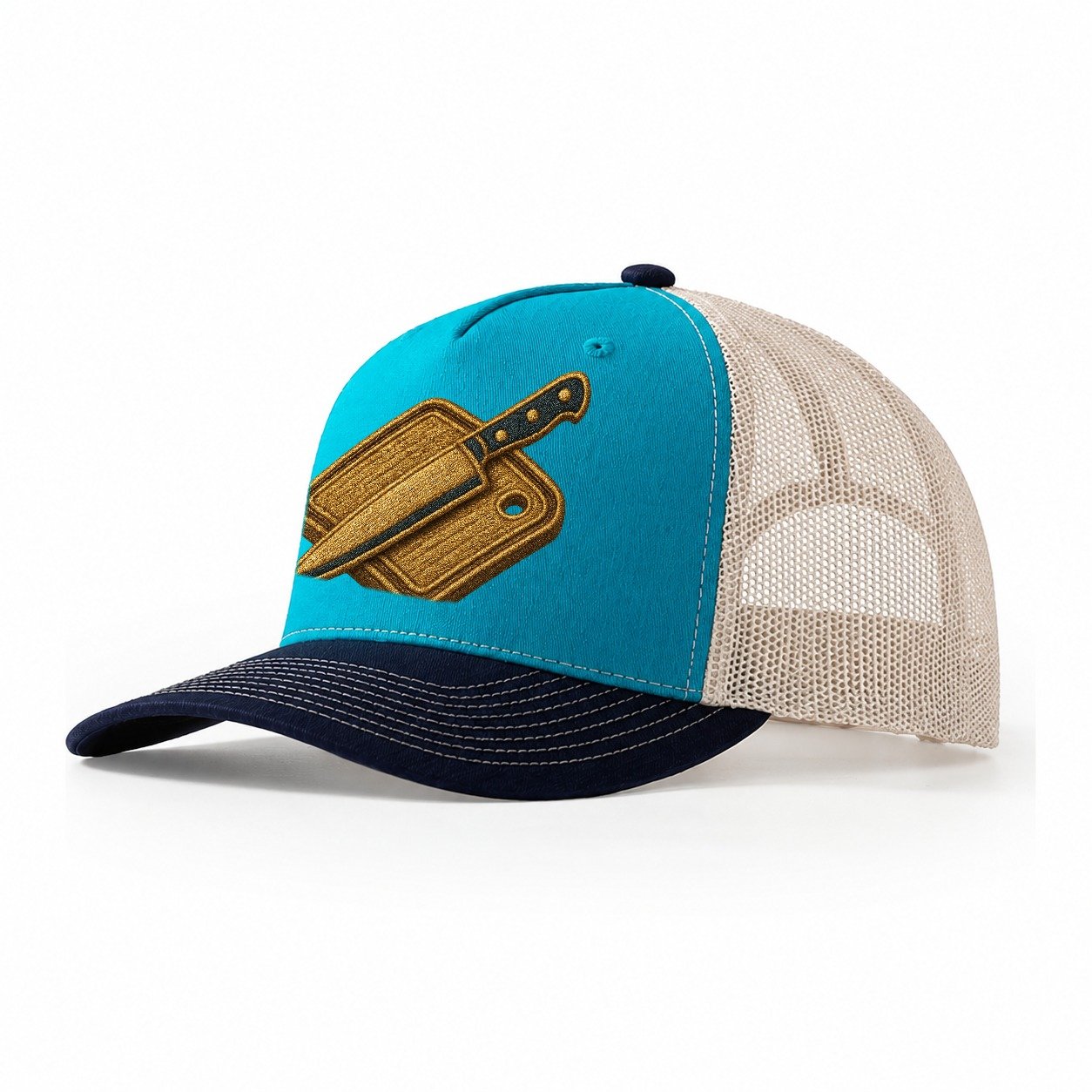 Chef Knife With Cutting Board Culinary Enthusiast Trucker Hat – Teal-Navy