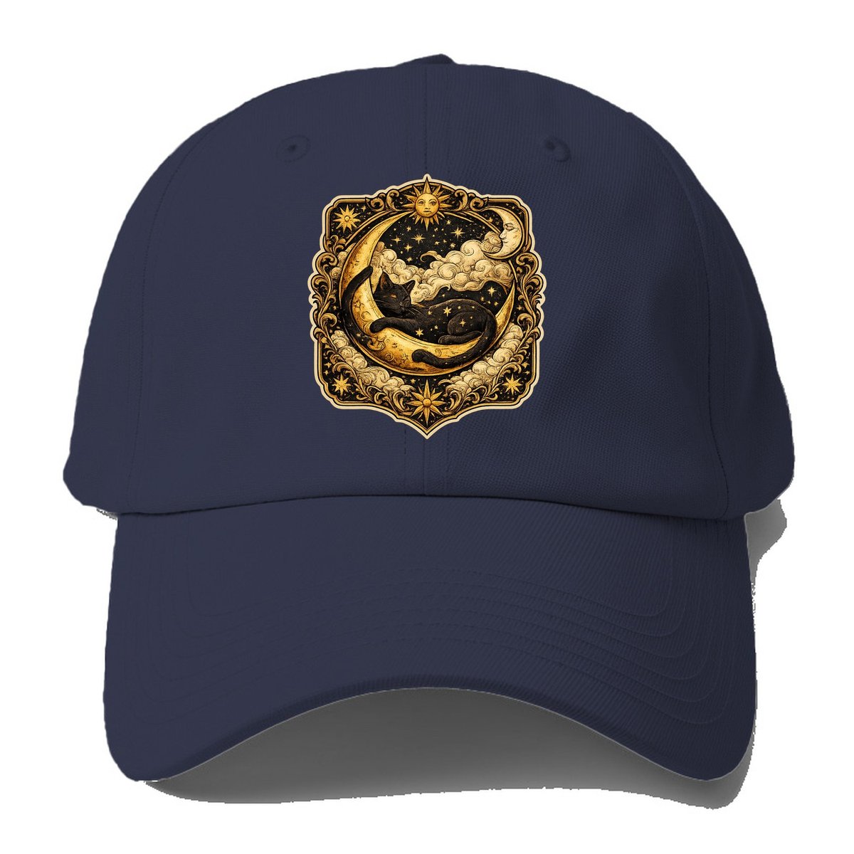 Midnight Moon Cat Baseball Cap – Twilight Navy