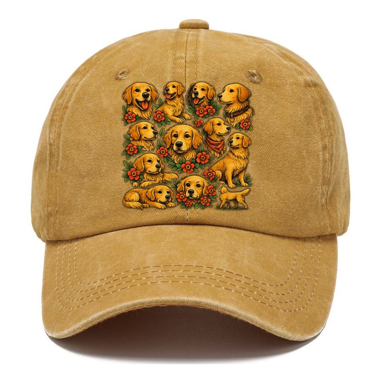 Golden Retriever Floral Sticker Sheet Classic Cap – Golden Harvest