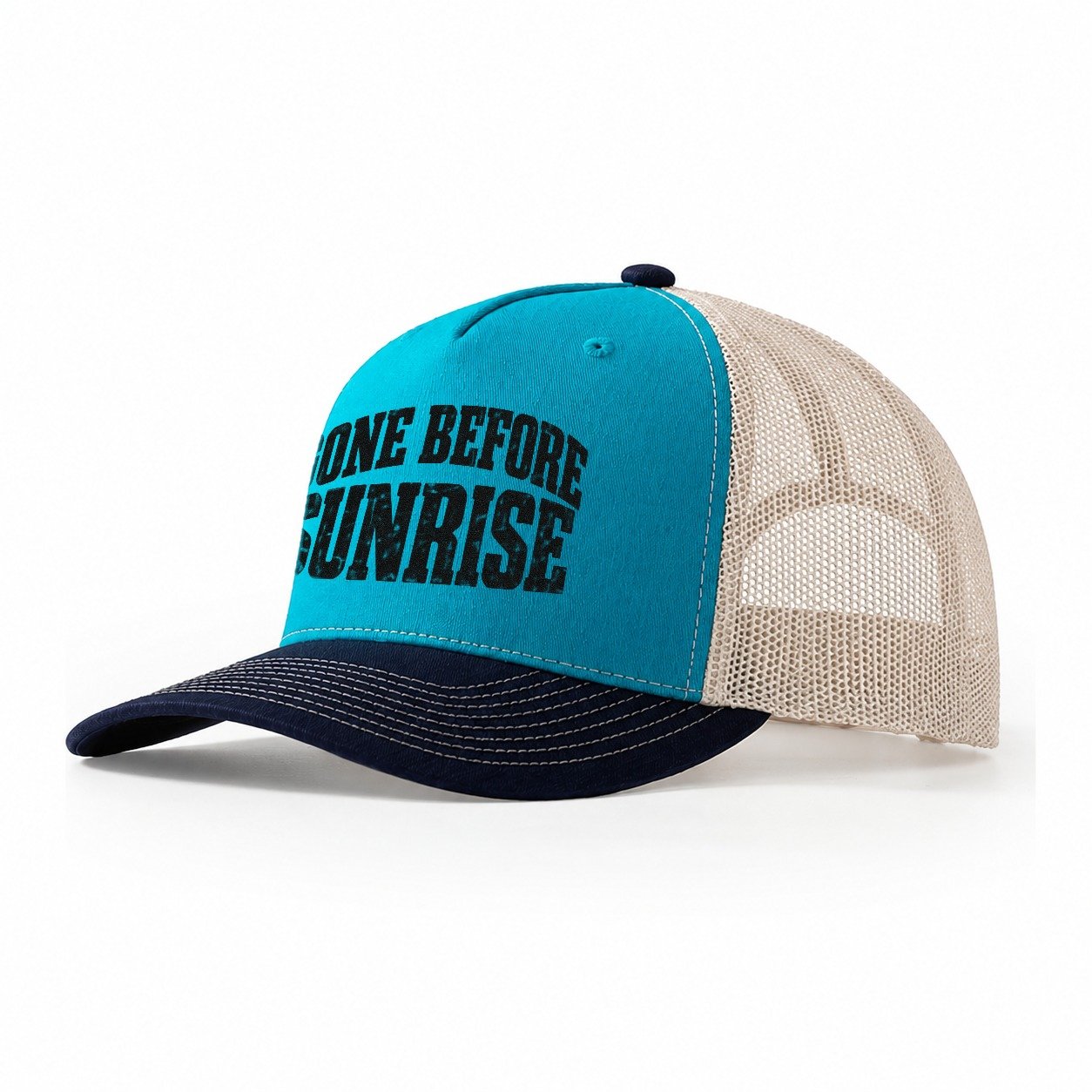 Gone Before Sunrise Fishing Club Trucker Hat – Teal Navy