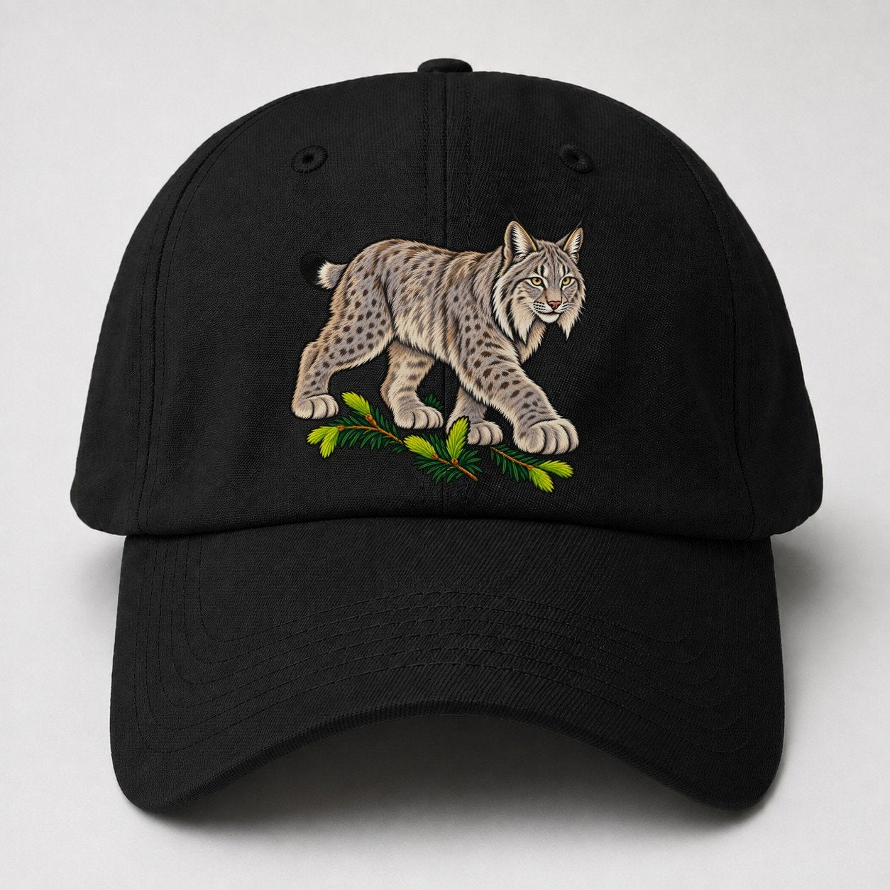 Canada Lynx And Spruce Tips Canada Cultural Icons Baseball Cap – Black