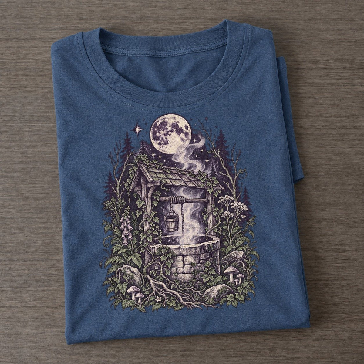 Stone Well In The Forest Midnight Haunt Classic T-shirt – Twilight Navy