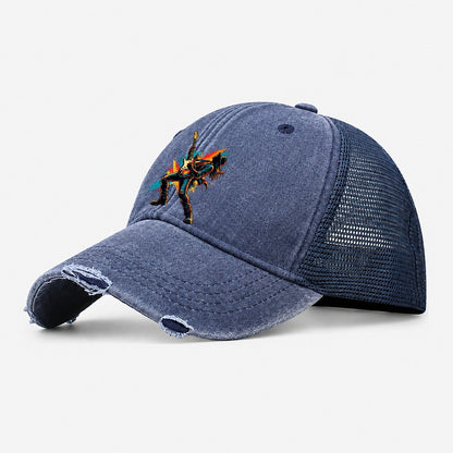 Electric Guitar Icon Music Instruments Washed Trucker Hat – Navy