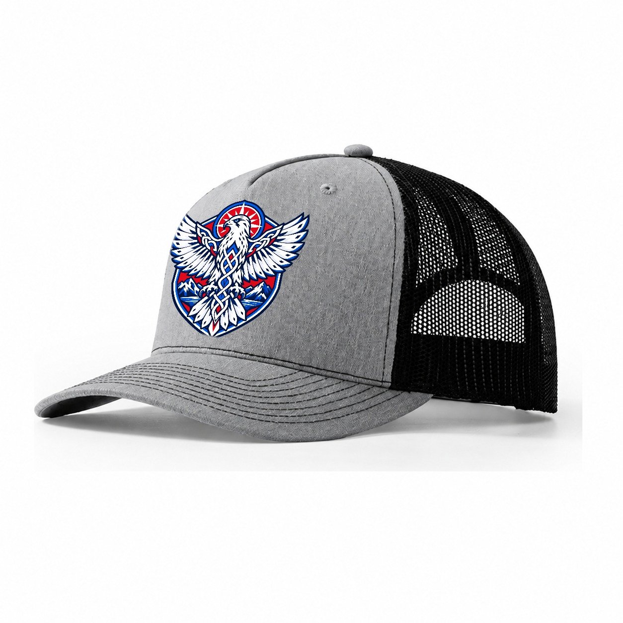 Iceland Minimal Emblem Country Logos Trucker Hat – Sport Grey Black