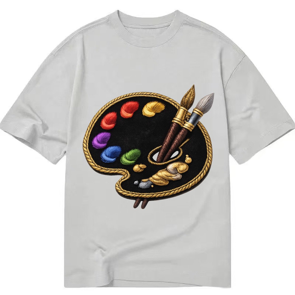 Artist Palette Rainbow Paints Embroidered Ea4b33 Classic T-shirt – Grey
